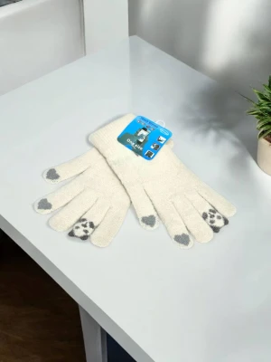 Оптом рукавиці-пальчата touch gloves (тонка в'язка) м.517-9 молочний в асортименті - фото 1