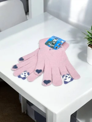Оптом рукавиці-пальчата touch gloves (тонка в'язка) м.517-9 рожевий в асортименті - фото 1