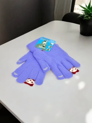 Оптом рукавиці-пальчата touch gloves (тонка в'язка) м.517-9 фiолетовий в асортименті - фото 1