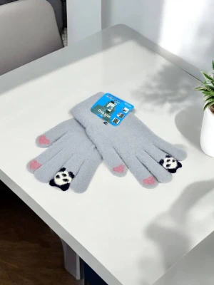 Оптом рукавиці-пальчата touch gloves (тонка в'язка) м.517-9 сірий в асортименті - фото 1