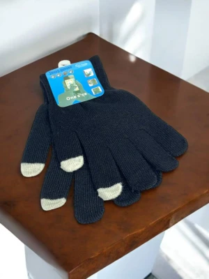 Оптом рукавиці-пальчата touch gloves (тонка в'язка)м.517-11 чорний в асортименті - фото 1