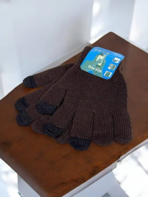 Оптом рукавиці-пальчата touch gloves (тонка в'язка)м.517-11 шоколадний в асортименті - фото 1