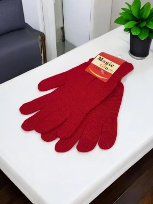 Оптом рукавиці-пальчата magic gloves (тонка в'язка) м.517-13 червоний в асортименті - фото 1