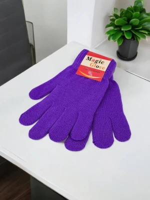 Оптом рукавиці-пальчата magic gloves (тонка в'язка) м.517-13 фiолетовий в асортименті - фото 1