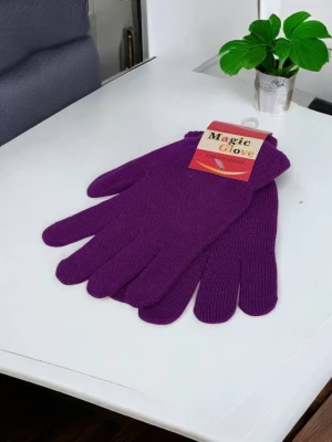 Оптом рукавиці-пальчата magic gloves (тонка в'язка) м.517-13 сливовий в асортименті - фото 1