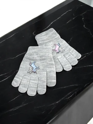 Оптом рукавиці-пальчата gloves дитячі (тонка в'язка) м.517-19 сірий в асортименті - фото 1