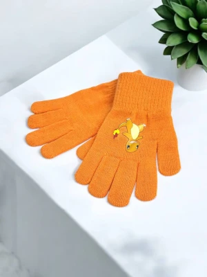 Оптом рукавиці-пальчата gloves дитячі (тонка в'язка) м.517-19 помаранчевий в асортименті - фото 1
