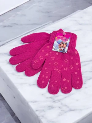 Оптом рукавиці-пальчата gloves дитячі (тонка в'язка) м.517-19 фуксія в асортименті - фото 1