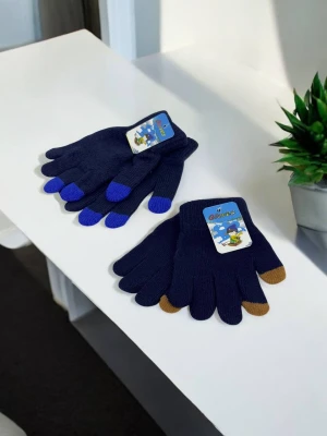Оптом рукавиці-пальчата gloves (тонка в'язка) м.517-20 темно-синiй в асортименті - фото 1