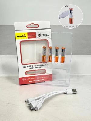 Оптом батарейка акумуляторна usb bestfire aaа 900mah 4шт - фото 1