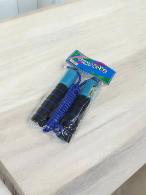 Оптом скакалка дитяча з лічильником (текстиль) м.7 блакитний в асортименті - фото 1