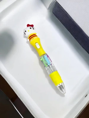Оптом кулькова ручка 4-х кольорова mini "Hello Kitty" м.ZH-829/3 жовтий в асортименті | Гуртом практична та популярна модель для офісів і шкіл,вигідна ціна - фото 1
