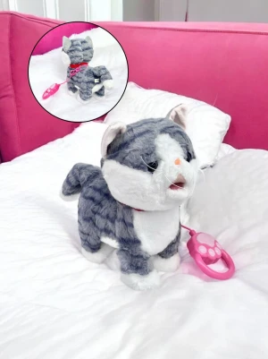 Оптом интерактивная игрушка котик серый в ассортименте - фото 1