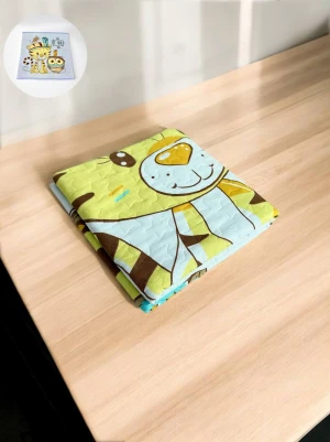 Оптом покривало дитяче(льон\стьобане) koloco 110*110 м.653-87/1 блакитний в асортименті - фото 1