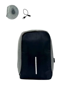Оптом рюкзак + usb кабель (плащівка) сірий в асортименті - фото 1