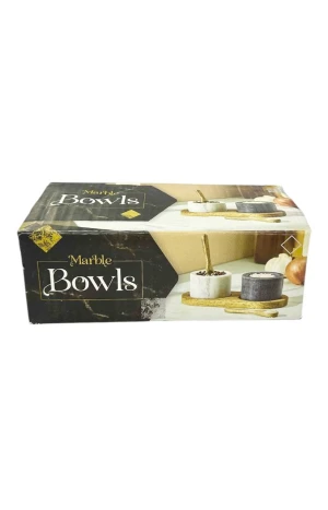 Оптом набір мармурових ємкостей для спецій на дерев'яній таці "marble bowls" - фото 2