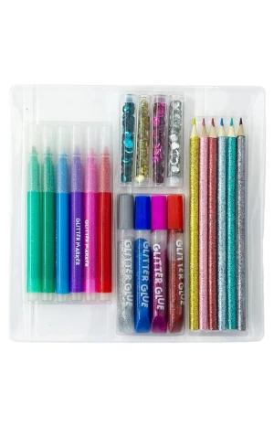 Оптом набір для творчості "glitter colouring set" 20 предметів рожевий в асортименті - фото 2
