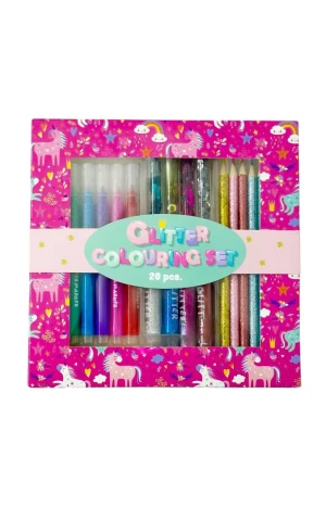 Оптом набір для творчості "glitter colouring set" 20 предметів рожевий в асортименті - фото 1