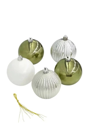 Оптом набір ялинкових іграшок-кулі "xmas" (пластик) d8 см. 5 шт.м.1 - фото 2