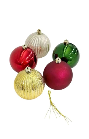 Оптом набір ялинкових іграшок-кулі "xmas" (пластик) d8 см. 5 шт.м.3 - фото 2