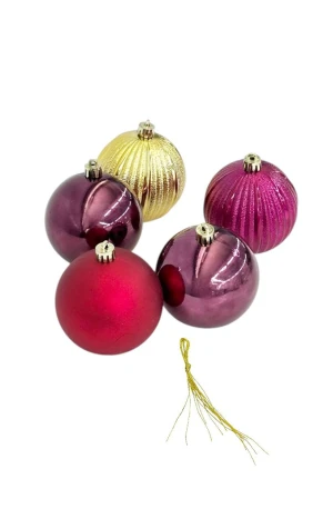 Оптом набір ялинкових іграшок-кулі "xmas" (пластик) d8 см. 5 шт.м.4 - фото 2