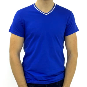 Оптом чоловіча футболка v-подібна 2 (m l xl xxl) електрик в асортименті - фото 1