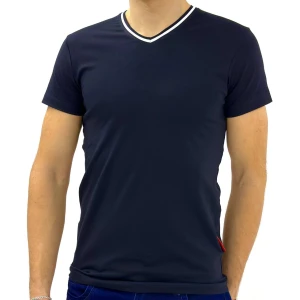 Оптом чоловіча футболка v-подібна 2 (s m l xl) темно-синiй в асортименті - фото 1